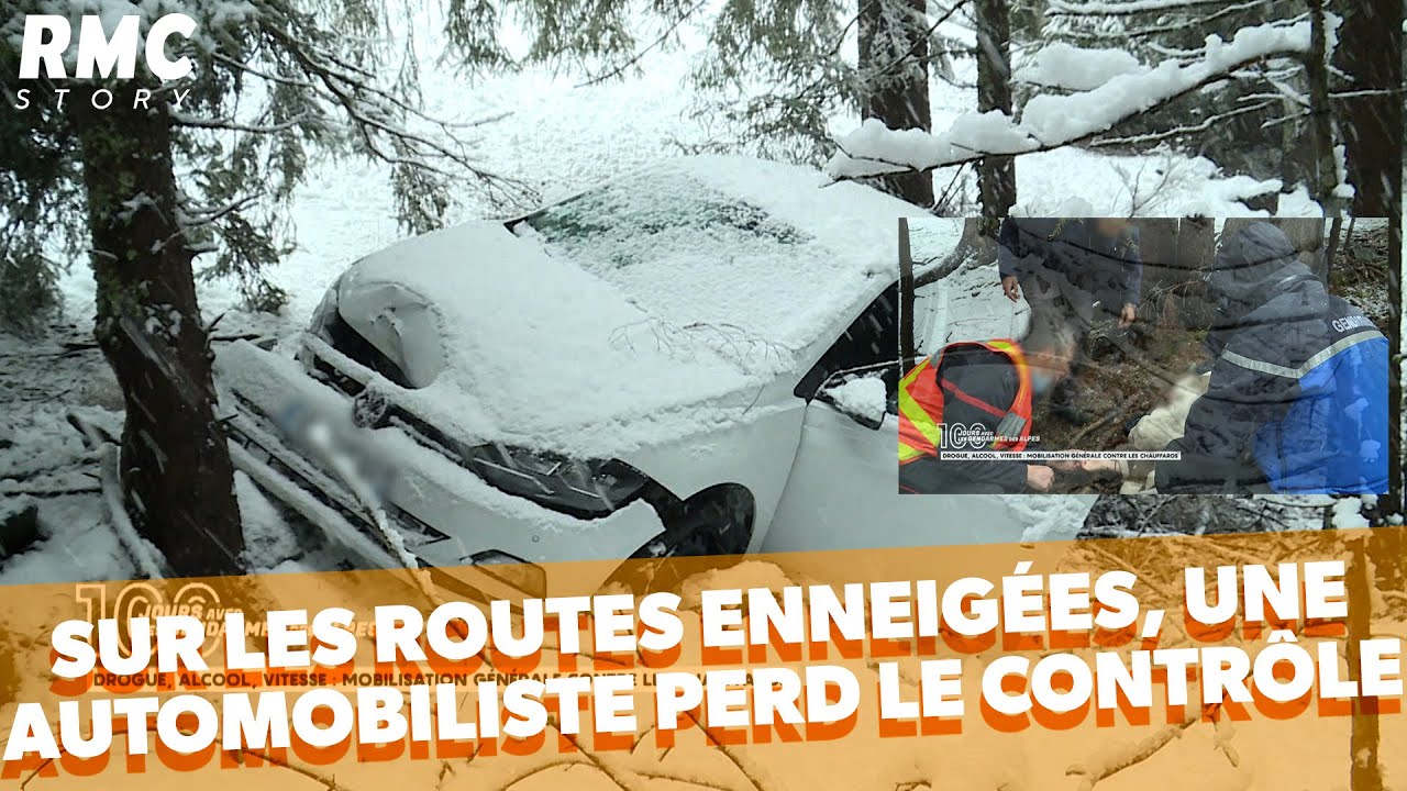 Violent accident de voiture sur la neige, cette automobiliste perd le contrôle