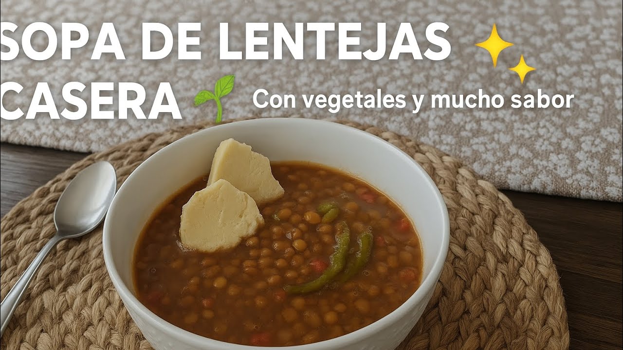 Sopa de lentejas casera con vegetales. Comida casera!