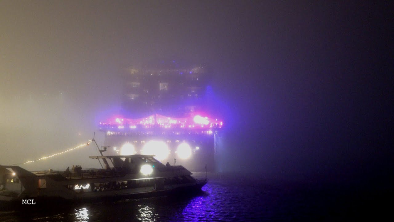 AIDAnova / Auslaufen bei dichtem Nebel / Hamburg 18.01.2025