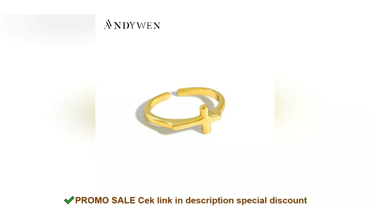 ANDYWEN New 100% 925 Sterling Silver Gold Cross Resizable Rings Adjustable Ring Rock Punk Fine Jewel