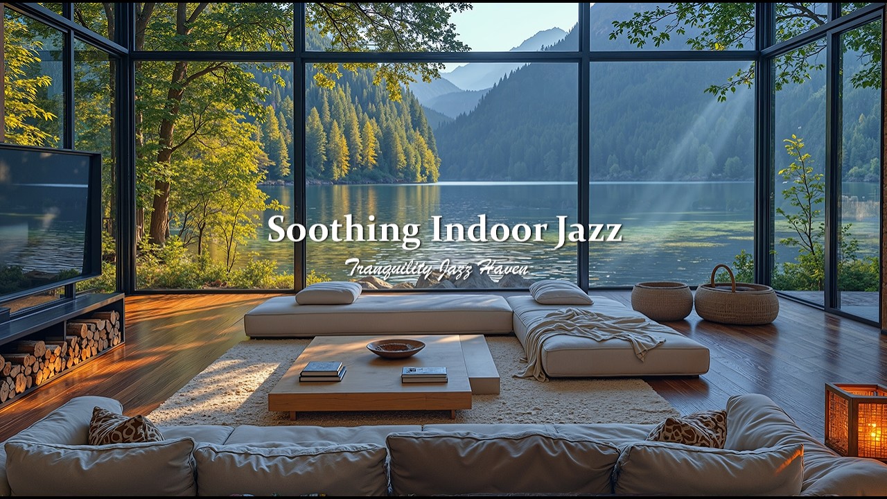 Soothing Indoor Jazz Music For Relaxing & Work | Tender Jazz In Quiet Lakeside Ambience To Good Mood
