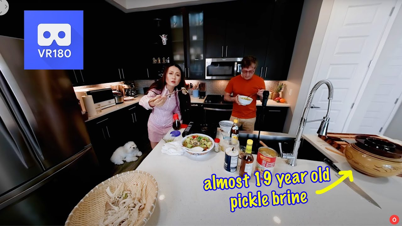 VR 180 cooking Chinese Thin sliced Beef in Hot and Sour soup