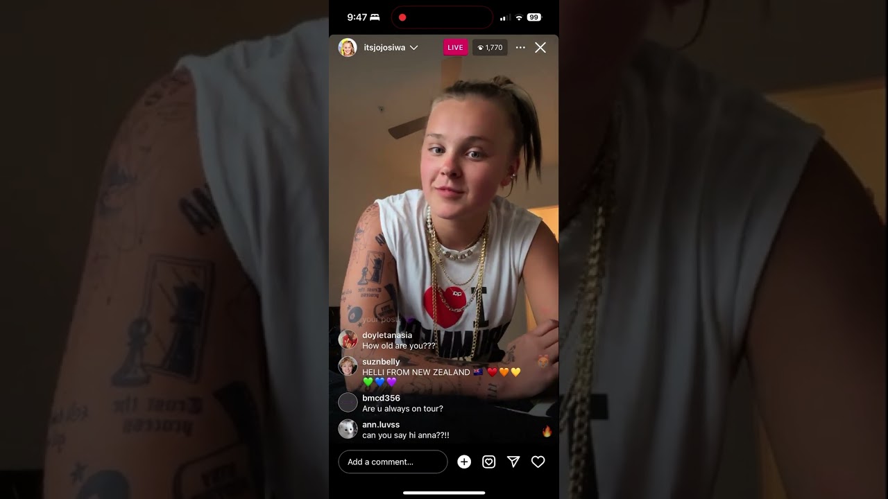 JoJo Siwa Instagram Livestream 28th February 2024
