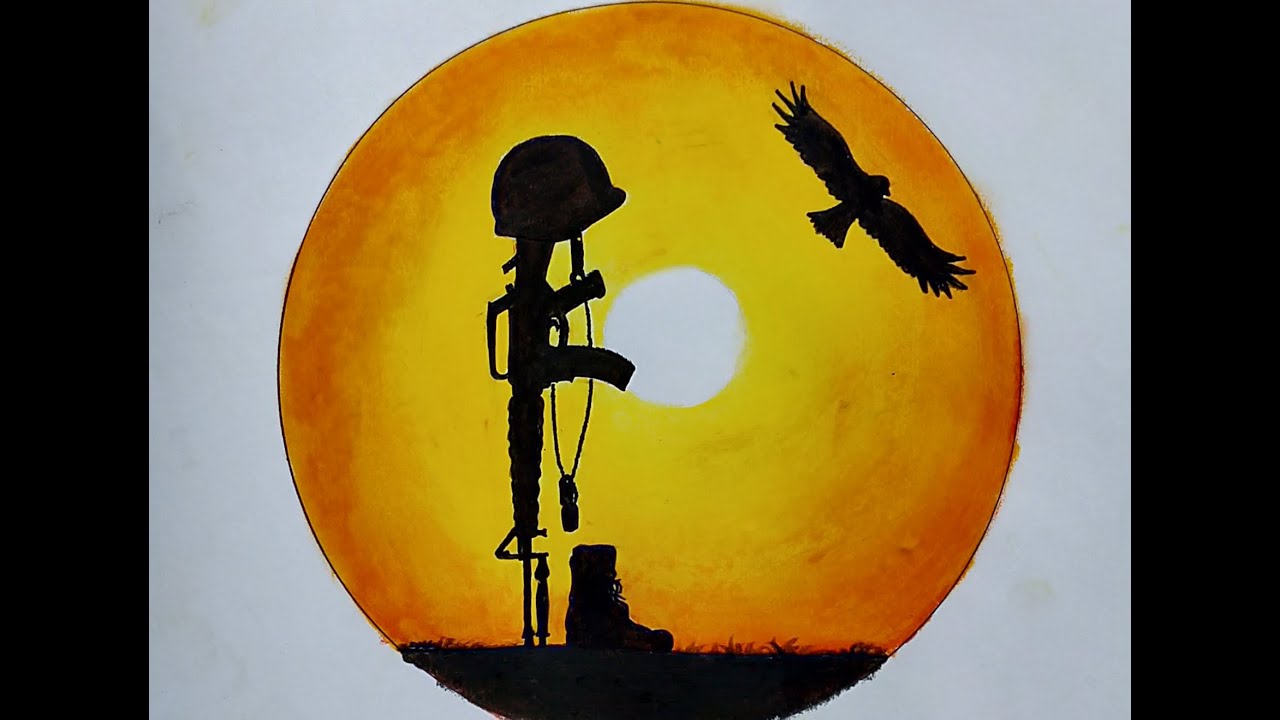 Tribute to Indian Army in LAC oil pastels drawing /How to draw fallen soldier battle cross