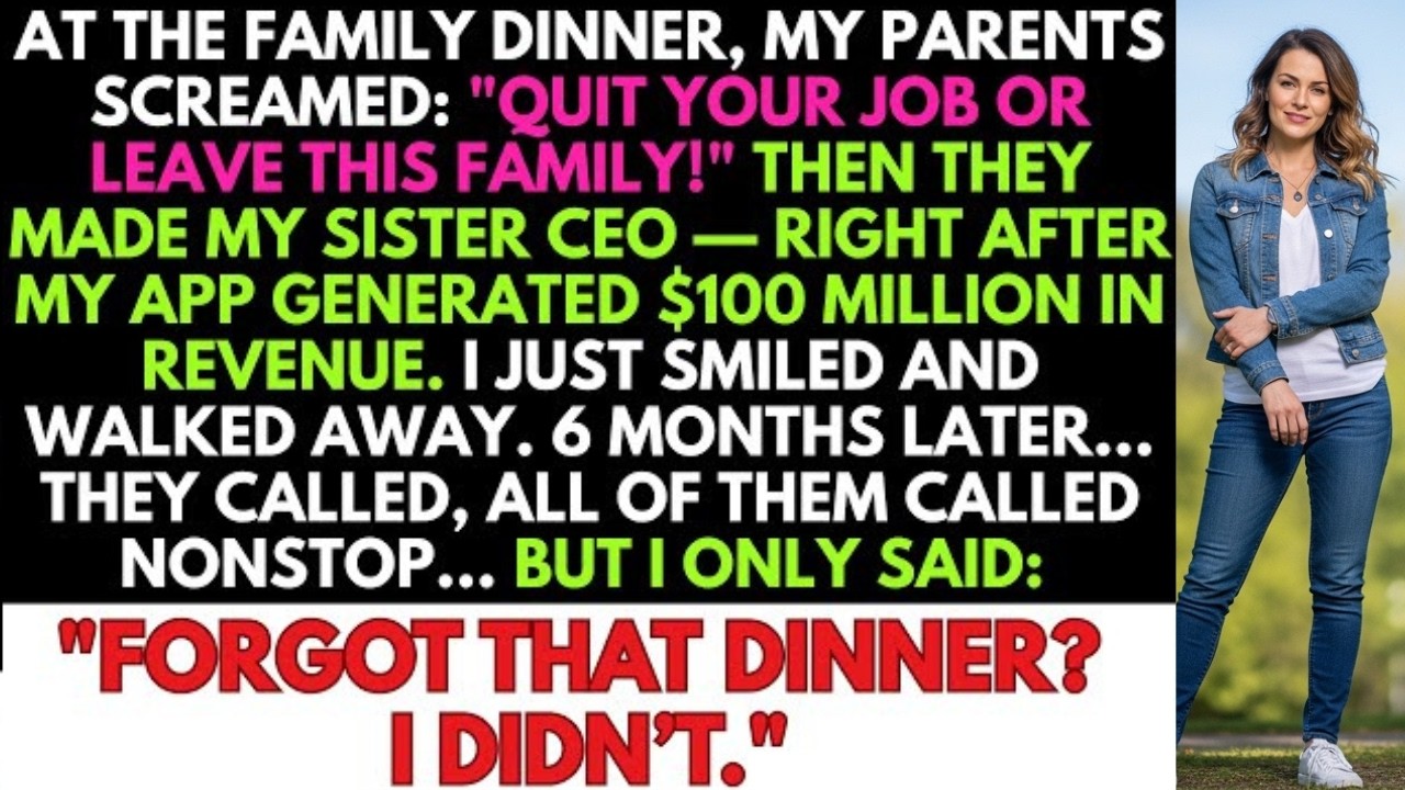 At Family Dinner, My Parents Said: “Quit Your Job or Leave This Family.” So I…