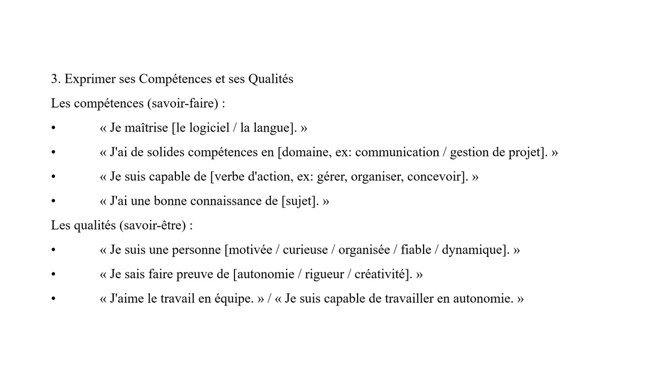 EXPRESSION ORALE, Se présenter et présenter son projet