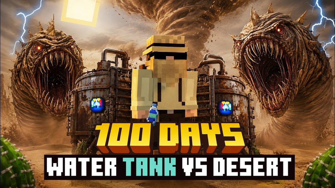 I Survive 100 Days In Water Tank vs Desert in Hardcore Minecraft