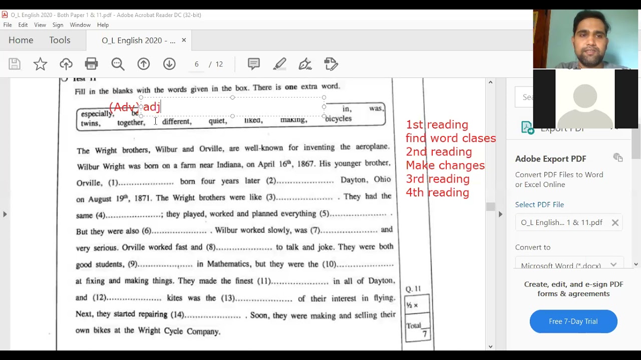 2020-GCE O/L -Pass Paper -Test 11-12 zoom paper class