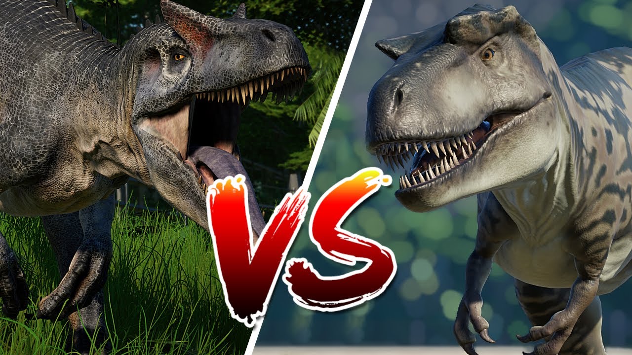 Jurassic World Evolution. Аллозавр против Альбертозавра. Битва динозавров.