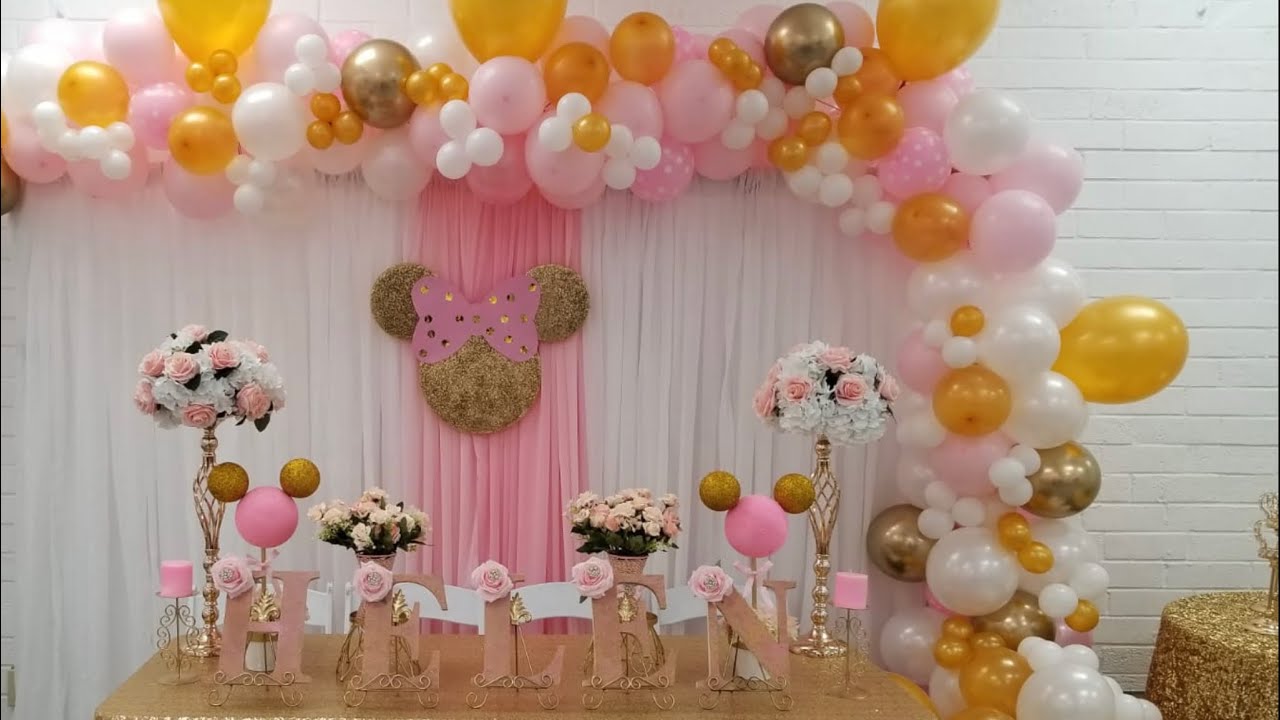 Arco orgánico de globos🎈con diferentes tamaños sin base y listón y como hacer fondo minne mause DIY