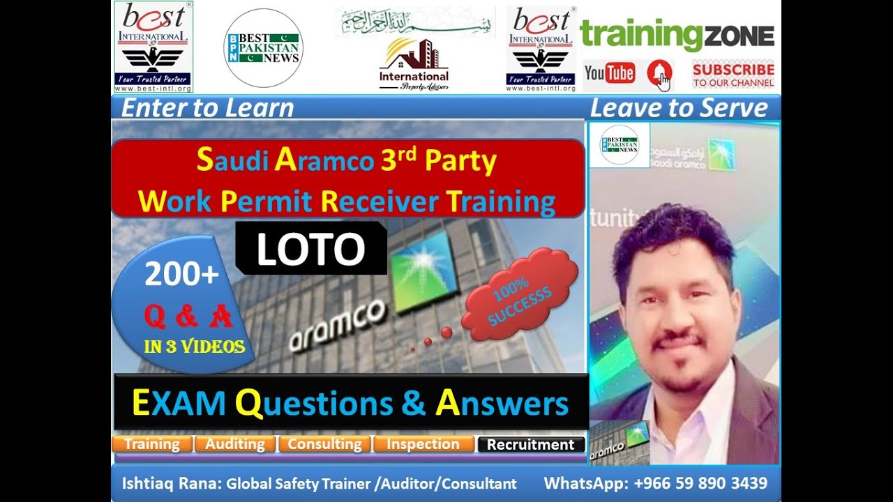 Saudi Aramco 3rd Party Work Permit Receiver (WPR) Training LOTO EXAM Questions & Answers (V1)