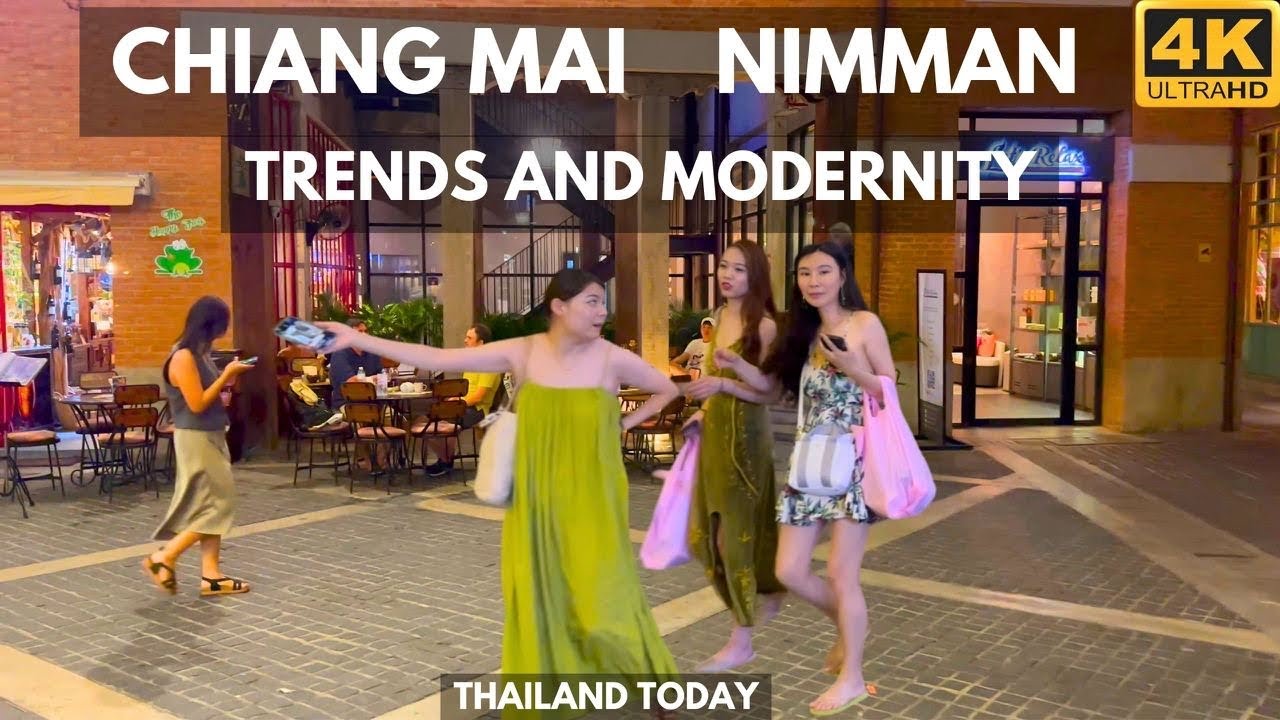 [4K] Walk along Chiang Mai - the best city for expats in Thailand. Nimman area. 2024