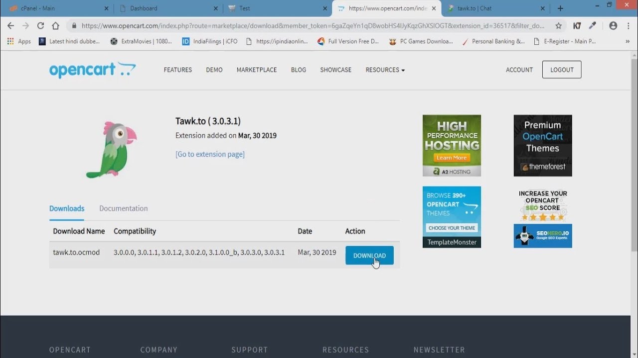 Tawk.to FREE Messenger for OpenCart 3.0.3.1 | Installation Process