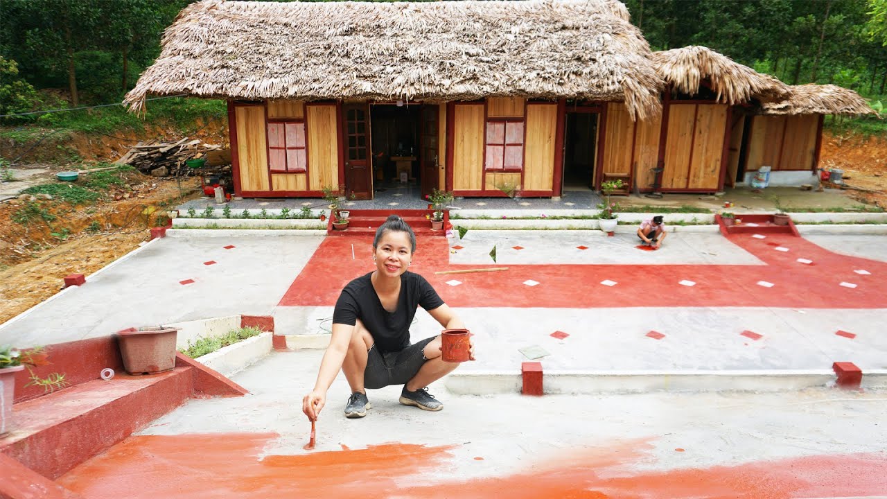 Pouring Concrete In Front Yard, Courtyard Decoration Paint || Building My Farm