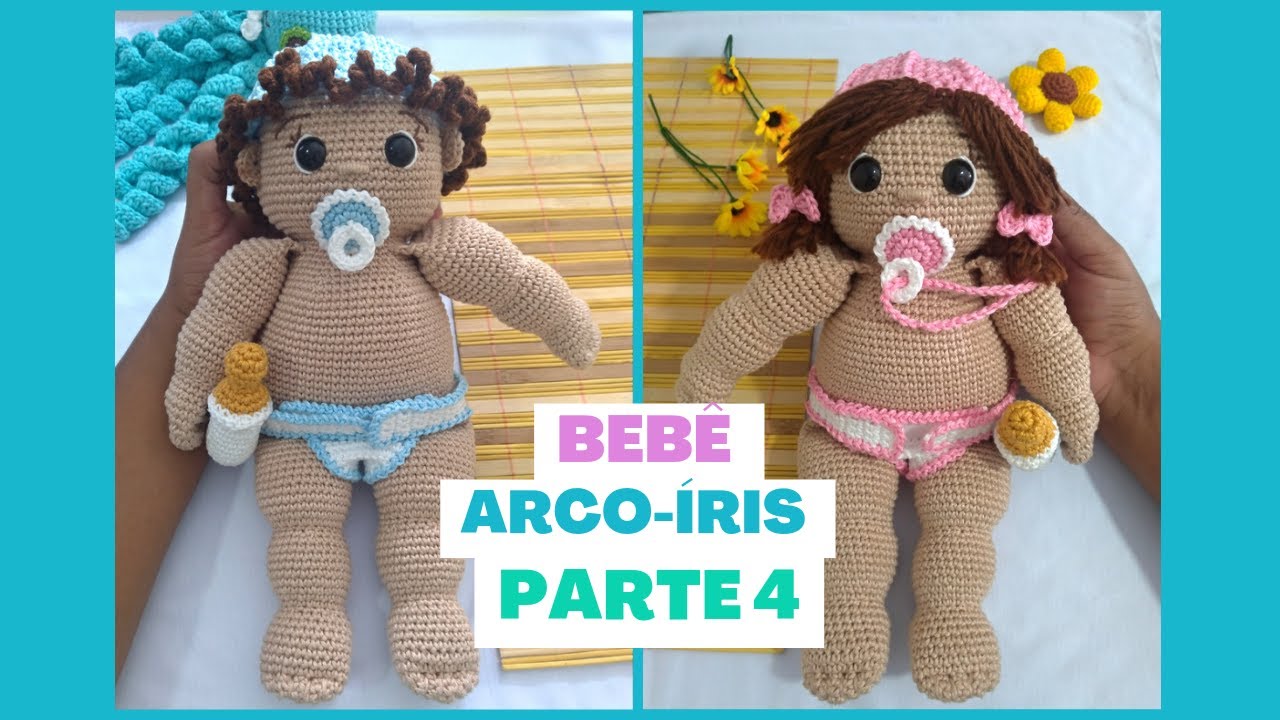 Bebê arco-íris em amigurumi parte 4 cabeça