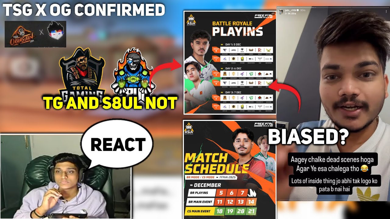 MAFIA REACT ON TSG RITIK STORY ? TSG X OG CONFIRMED | TG AND S8UL NOT IN BR PLAY INS | NMR LINEUP |