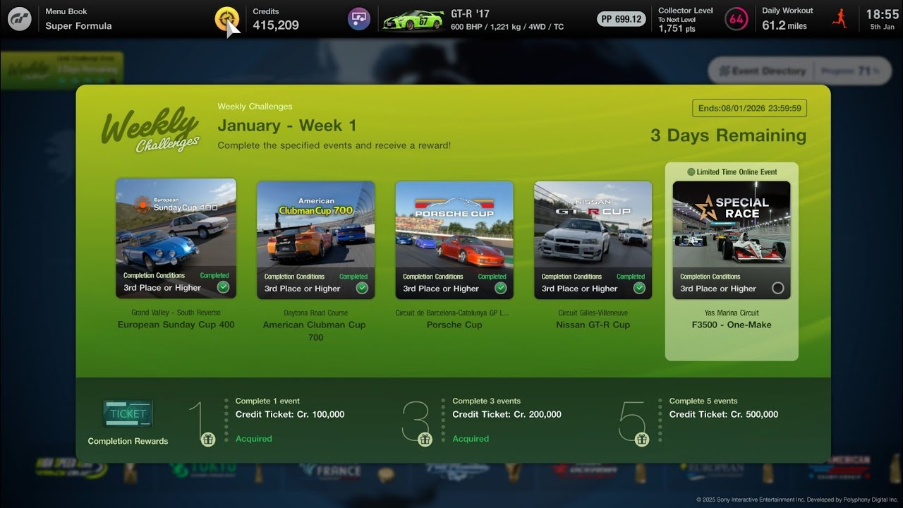 GT7 | January Week 1 Weekly Challenges