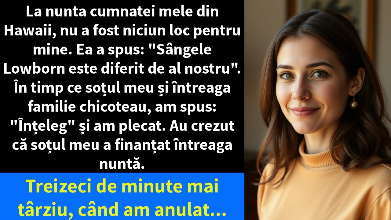 La nunta cumnatei mele din Hawaii, nu a fost niciun loc pentru mine. Ea a spus: