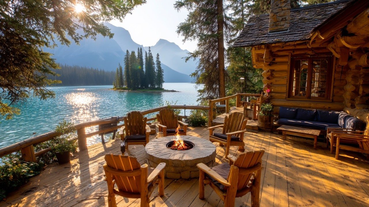 Summer Mornings Feel Different Here 🌅 Mountain Lake View, Campfire & Nature Sounds Ambience
