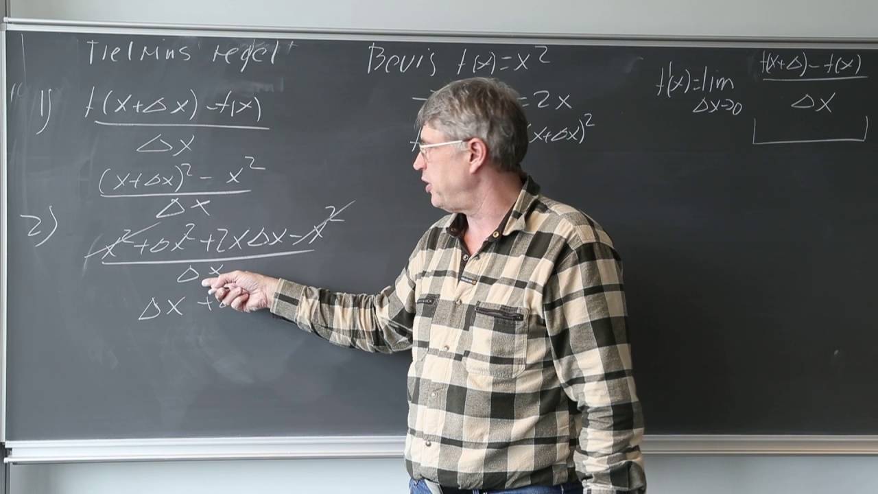 Bevis f(x)=X² giver f'(x)=2x differentialregning, tretrinsregel