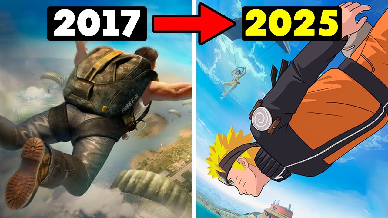 A Evolução COMPLETA do FREE FIRE (Todas versões de 2017 a 2025) | História Garena