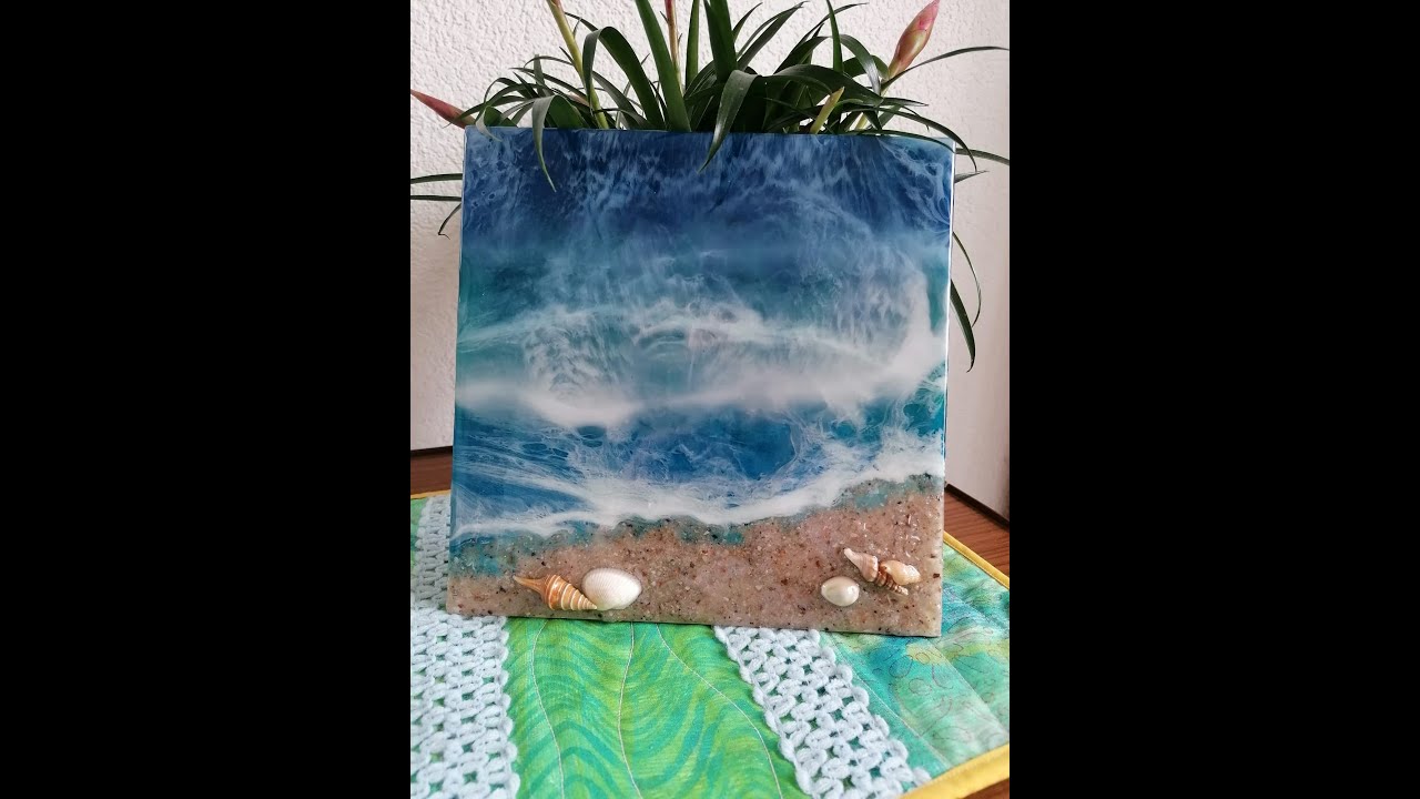 217. Strand, Wellen und Meer in Epoxid / Resin - deutsch