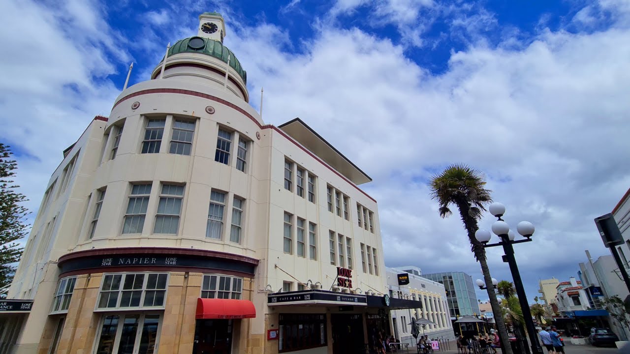 Emerson Street Napier New Zealand - Art Deco City Walking Tour 4K ネピアで散歩　ニュージーランド