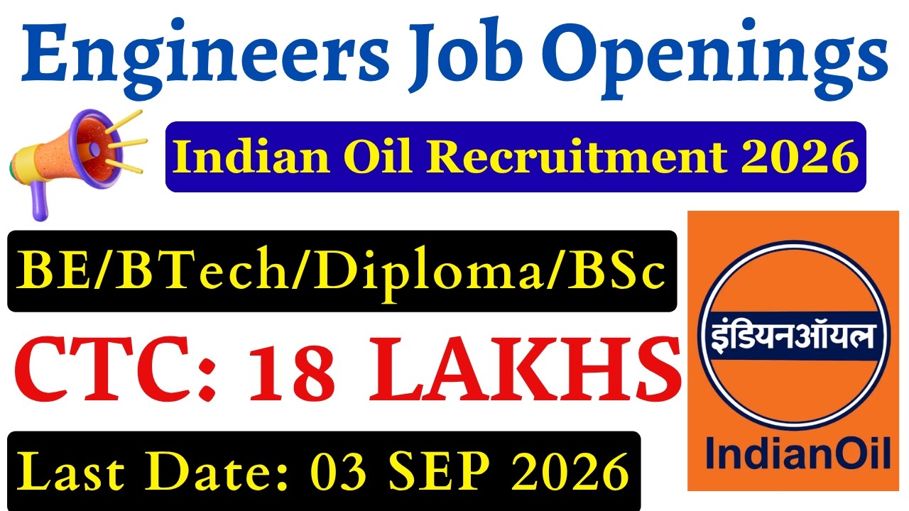 Indian Oil New Engineer Vacancy 2026 | No Gate Marks | Latest Government Engineer Jobs | IOCL Jobs |