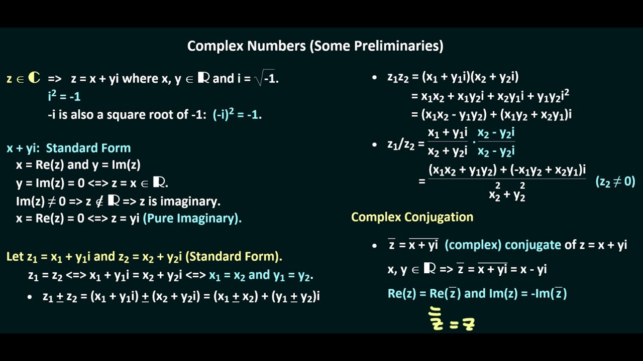 Complex Numbers Preliminaries