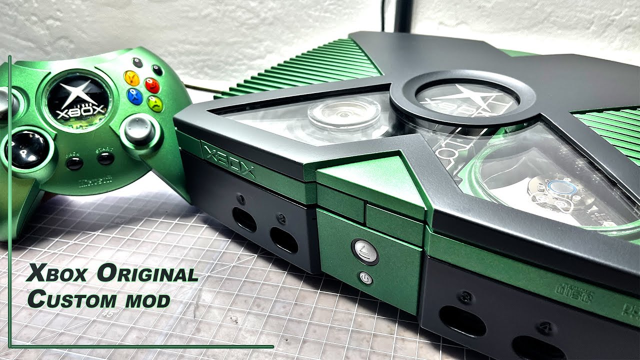 Xbox original Customization - with optical drive and hard drive window mod