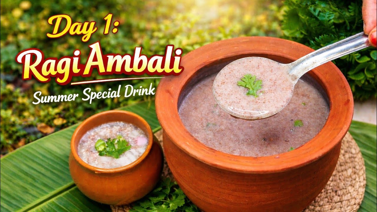 Day 1 | 😋👌అమ్మమ్మల కాలం నాటి రాగి అంబలి | Ragi Ambali –Healthy Summer Special Drink🥣🌿 @nenumetejuni 