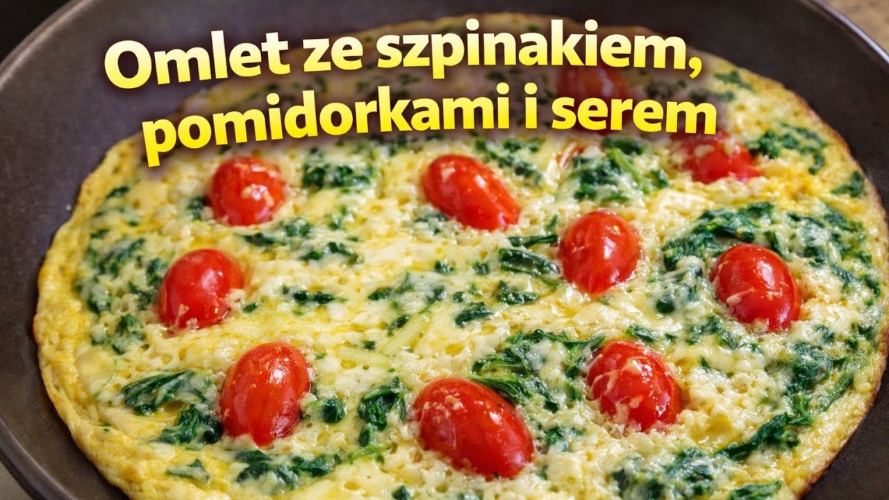 Omlet ze szpinakiem, pomidorkami i serem  | MajkelGotuje