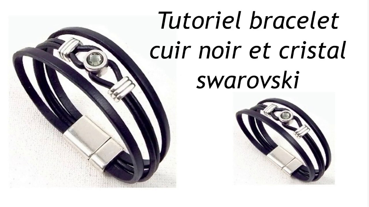 Tutoriel bracelet cuir noir et cristal swarovski 2