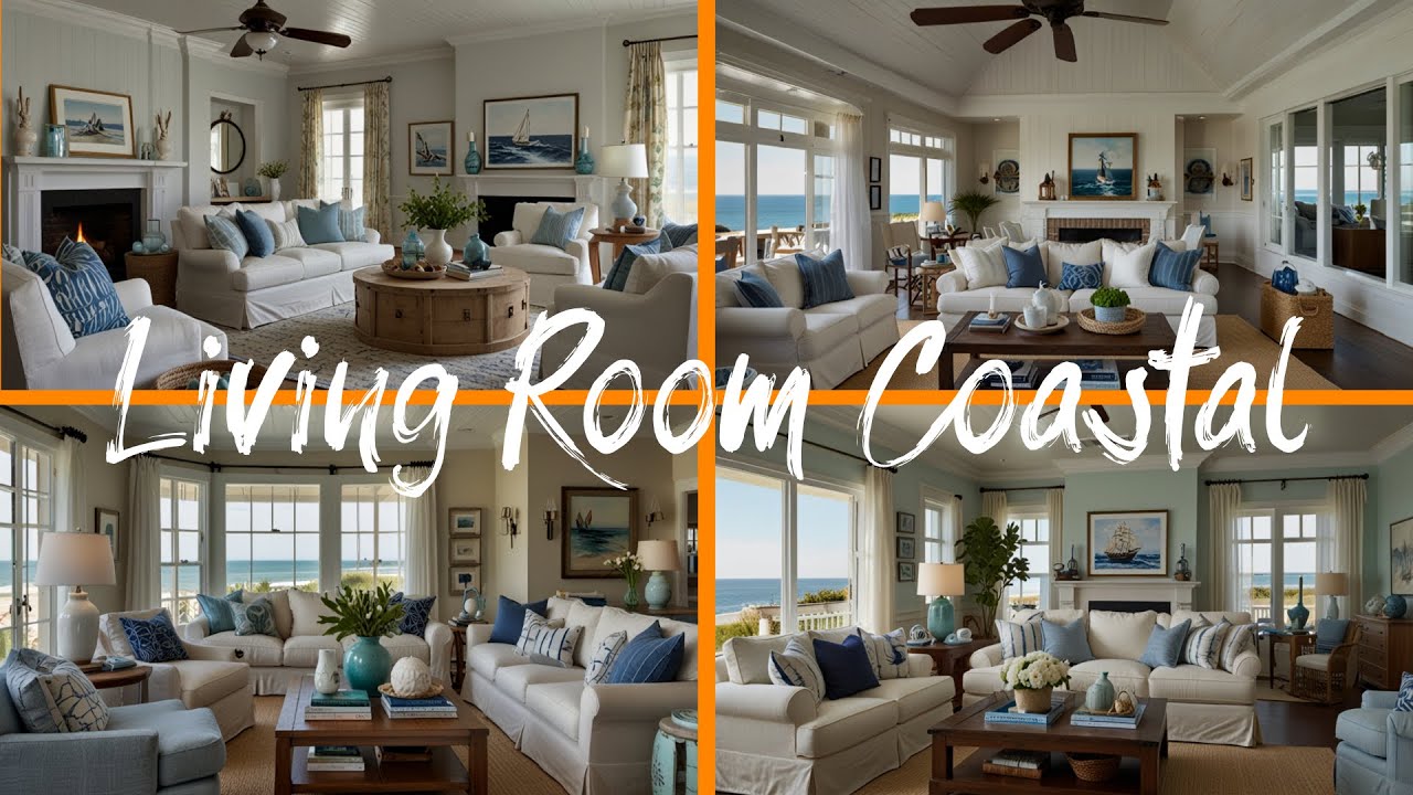Living Room Coastal with Light, Airy Colors and Nautical Elements