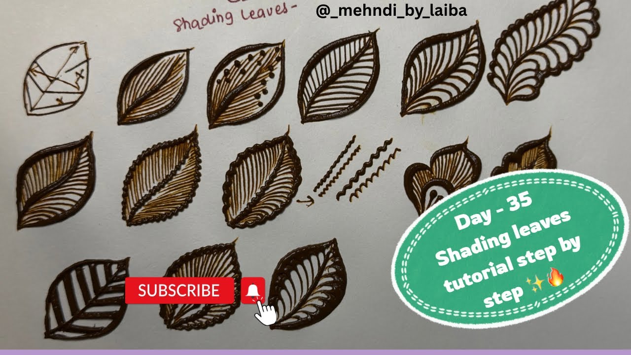 🍃 Shading leaves Tutorial step by step | Detail explaination ☘️ | #mehndidesign #mehndiclasses 