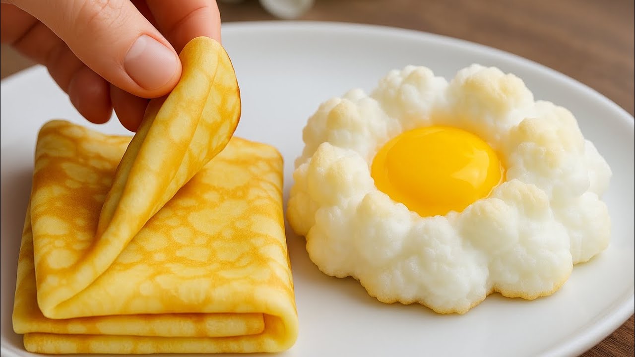 You won't believe how these cloudy eggs and soft crepes melt in your mouth / Instant breakfast 🍳🫓