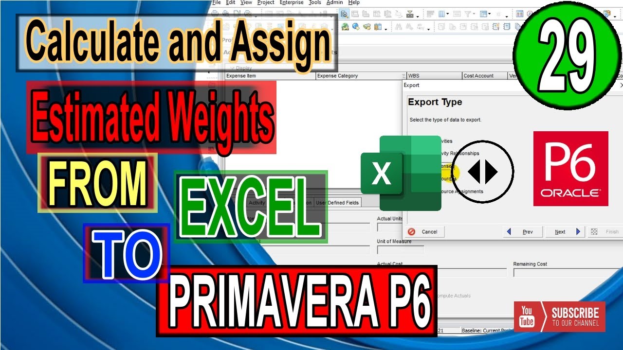 Calculate and assign estimated weights from Excel to Primavera P6 | Using Top down Estimation Tips
