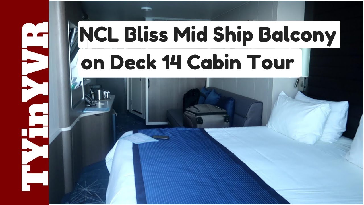 NCL Bliss Mid Ship Balcony (BA) Cabin Tour on Deck 14