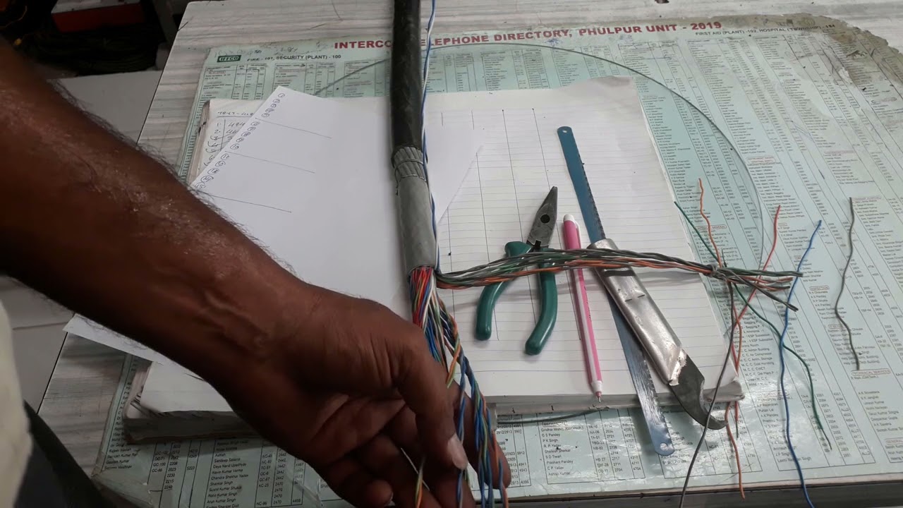 50 pair telephone old model cable color code in hindi