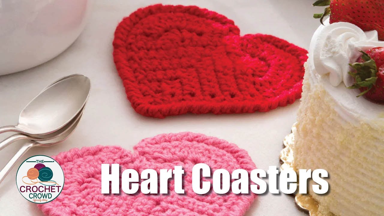 Crochet Heart Coasters | EASY | The Crochet Crowd