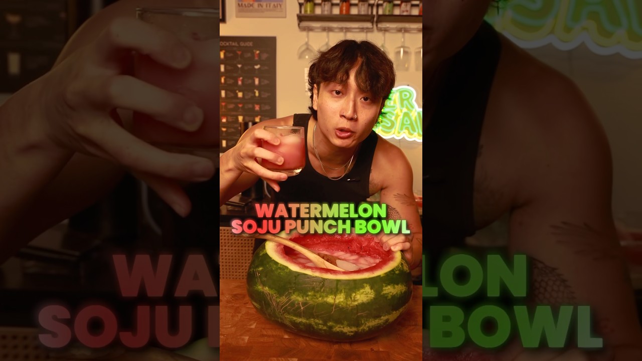 Watermelon Soju Punch Bowl #watermelon #bartender #bartending #mixology #barchemistry #cocktails