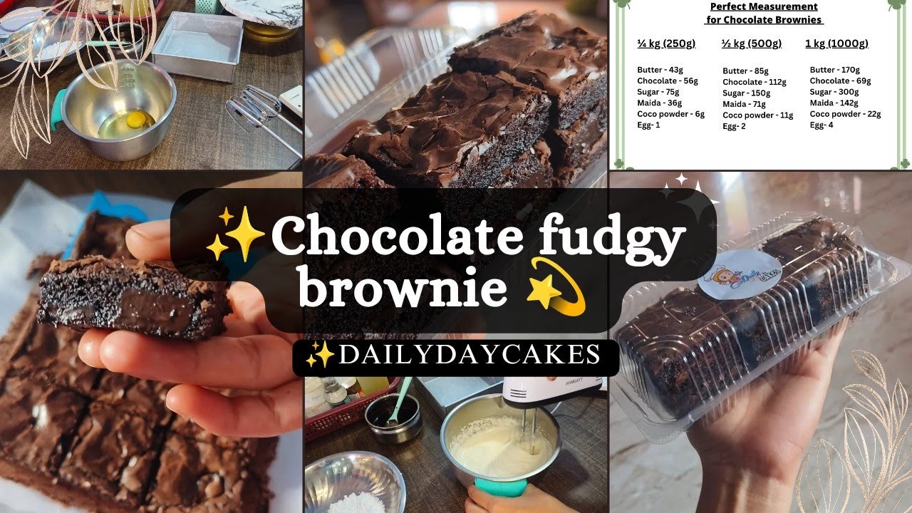 ✨ Fudgy chocolate brownie recipe..|#perfect measurement for beginners 💫..#dailydaycakes #brownies