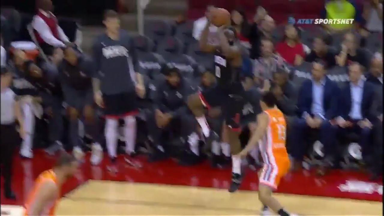 James Harden tries out his new one legged step back in the Rockets first Game!