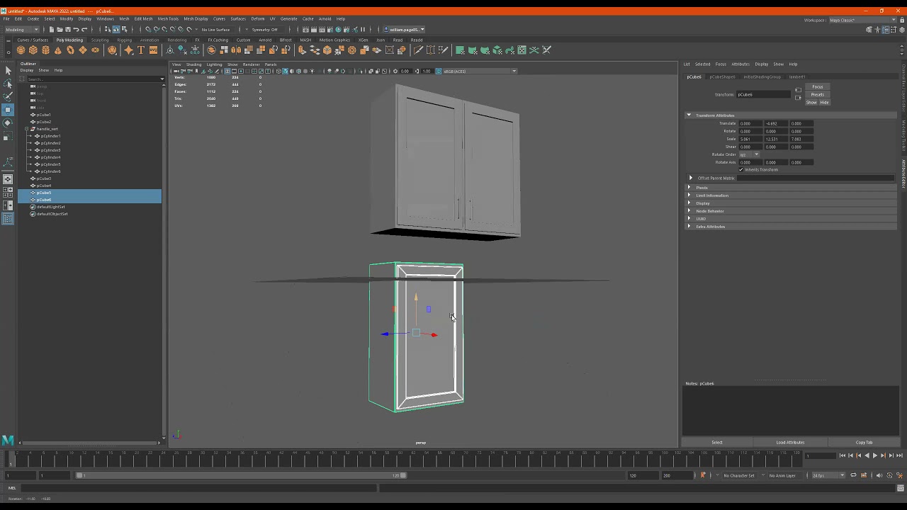 Autodesk Maya - Cabinet Modeling and Beveling