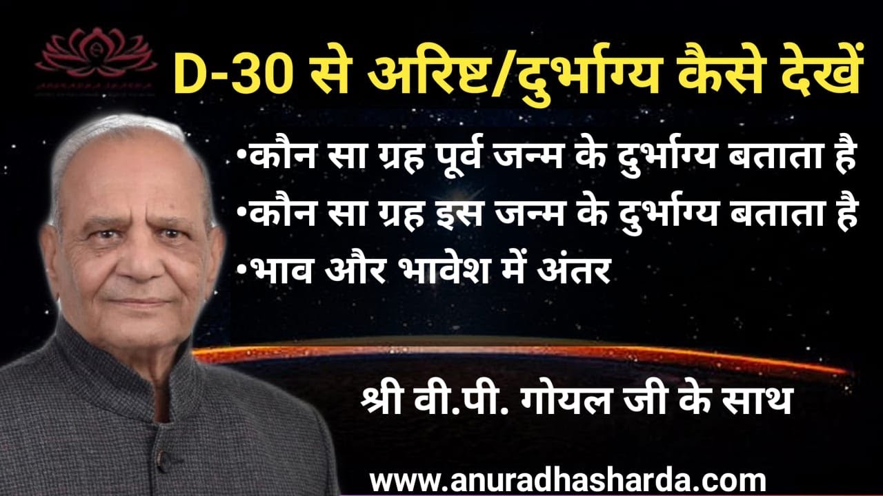 D - 30 डी-30 से अरिष्ट/दुर्भाग्य कैसे देखे || Pending Karma | Basics of Astrology | D30 chart