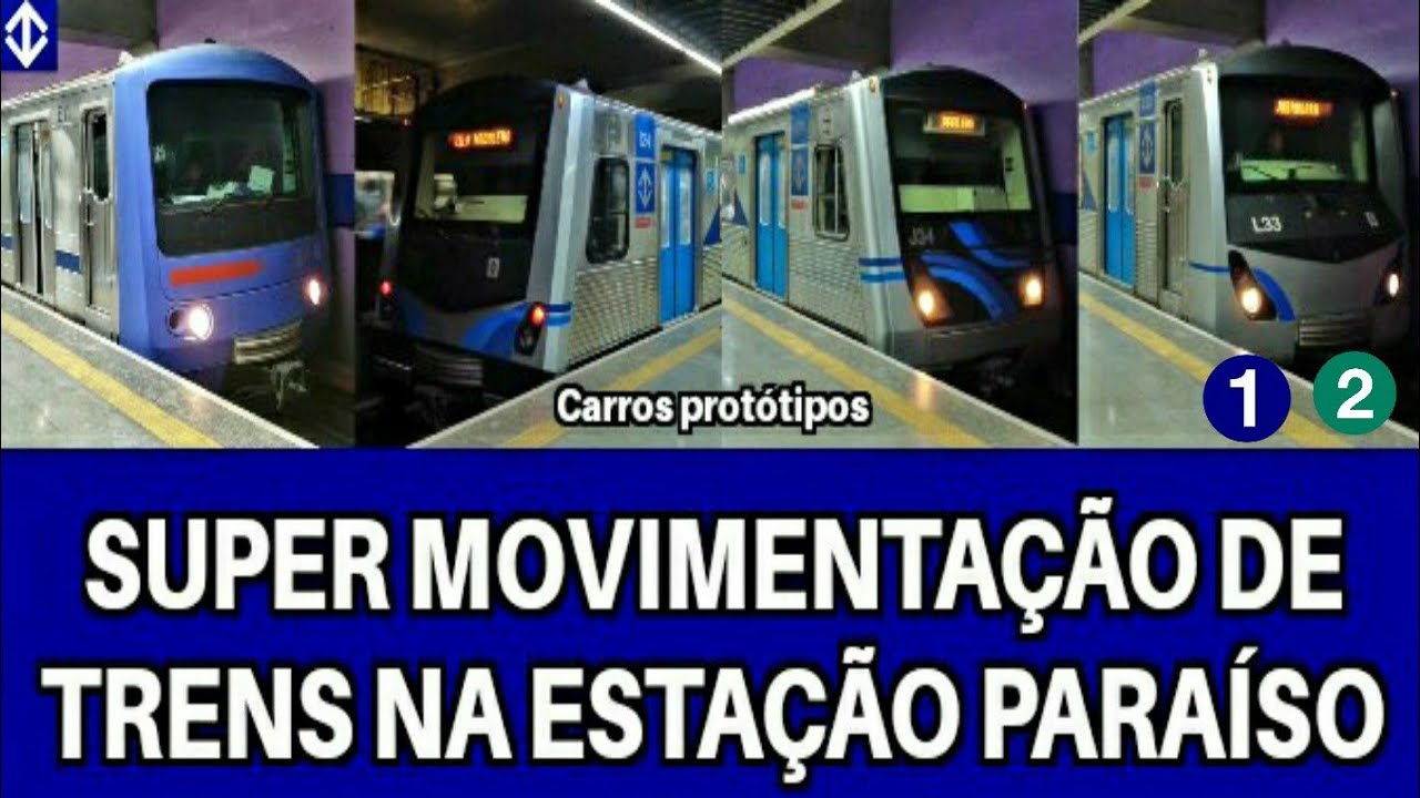 Metrô SP | Super movimentação de trens na estação Paraíso - linhas 1-Azul e 2-Verde