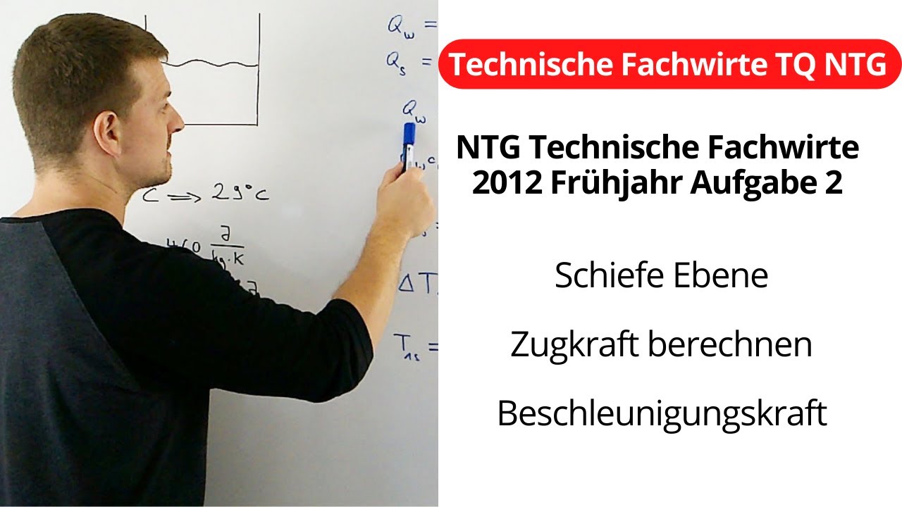NTG Technische Fachwirte 2012-1 Aufgabe 2 - Schiefe Ebene, Zugkraft, Beschleunigungskraft