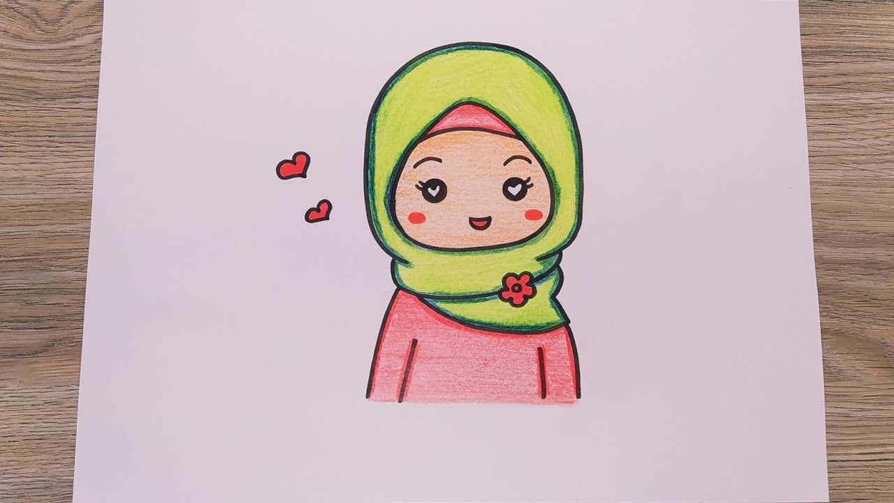 رسم للاطفال/رسم بنت محجبة كيوت/رسم بنات/رسم بنت سهل/رسم كيوت/رسم سهل للمبتدئين/تعليم الرسم
