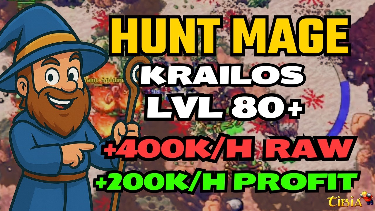MS Level 80: Hunt Esquecida com XP e Profit em Krailos |Tibia 🐞🧙‍♂️