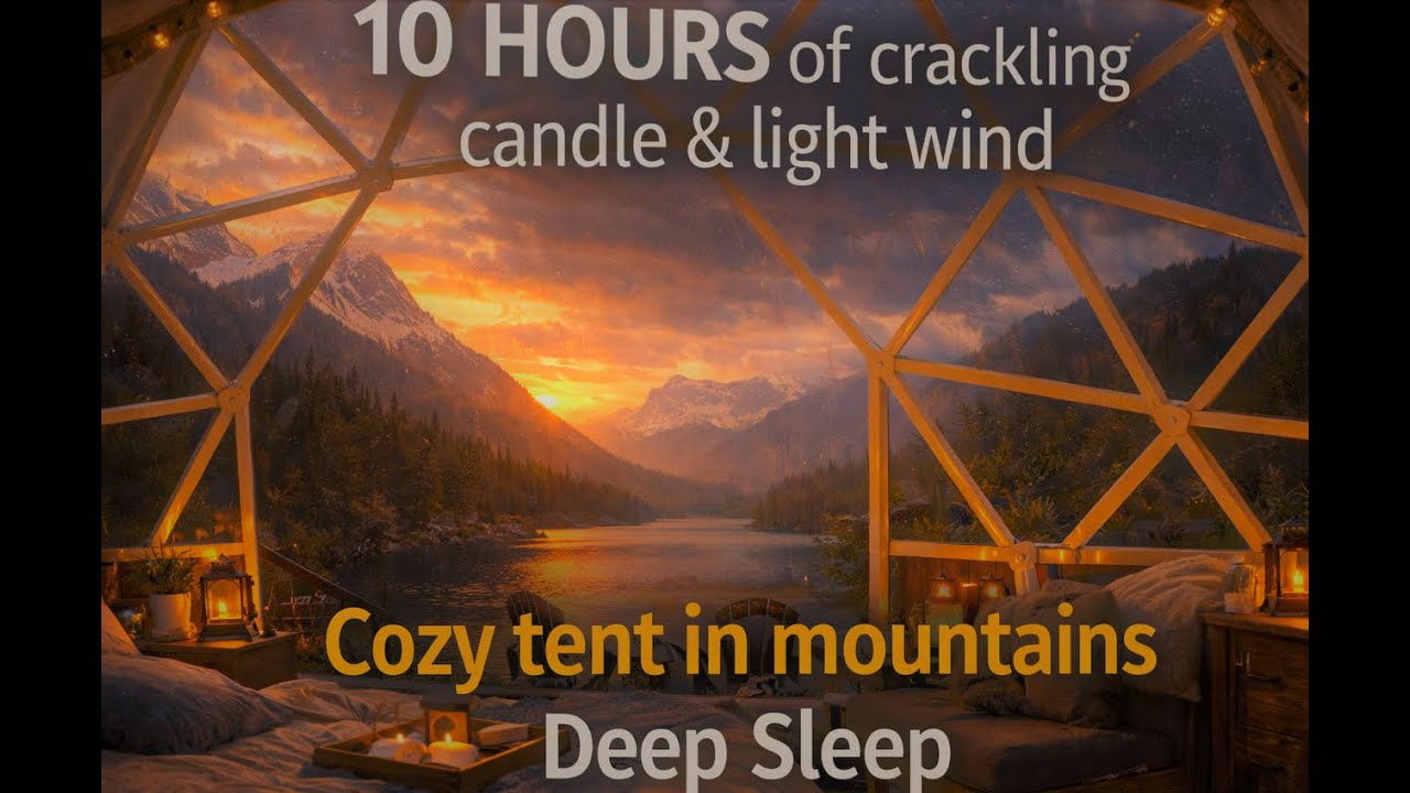 10 Hours of Crackling Candle & Light Wind 🌙 Cozy Tent in the Mountains for Deep Sleep